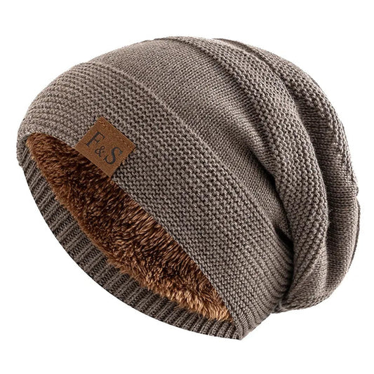 Faux Fur Lined Slouch Beanie - OutfitLondon