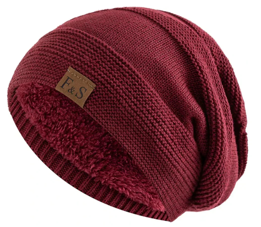 Faux Fur Lined Slouch Beanie