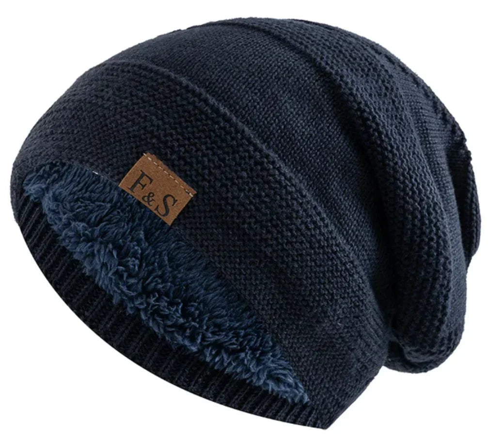 Faux Fur Lined Slouch Beanie
