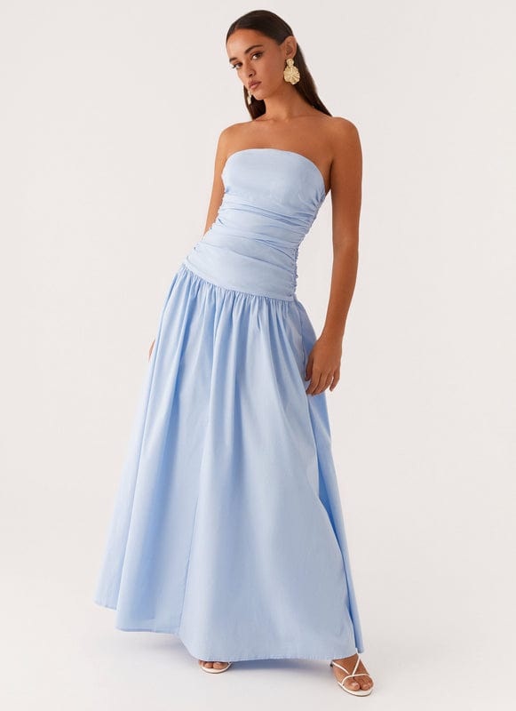Women's Blue Sleeveless Maxi Dress - OutfitLondon