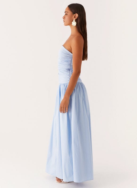 Women's Blue Sleeveless Maxi Dress