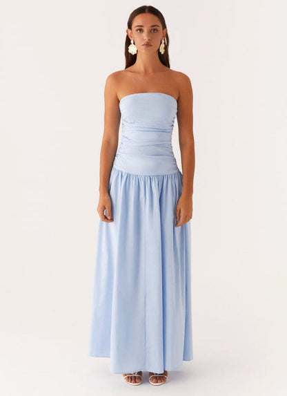 Women's Blue Sleeveless Maxi Dress