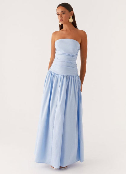 Women's Blue Sleeveless Maxi Dress