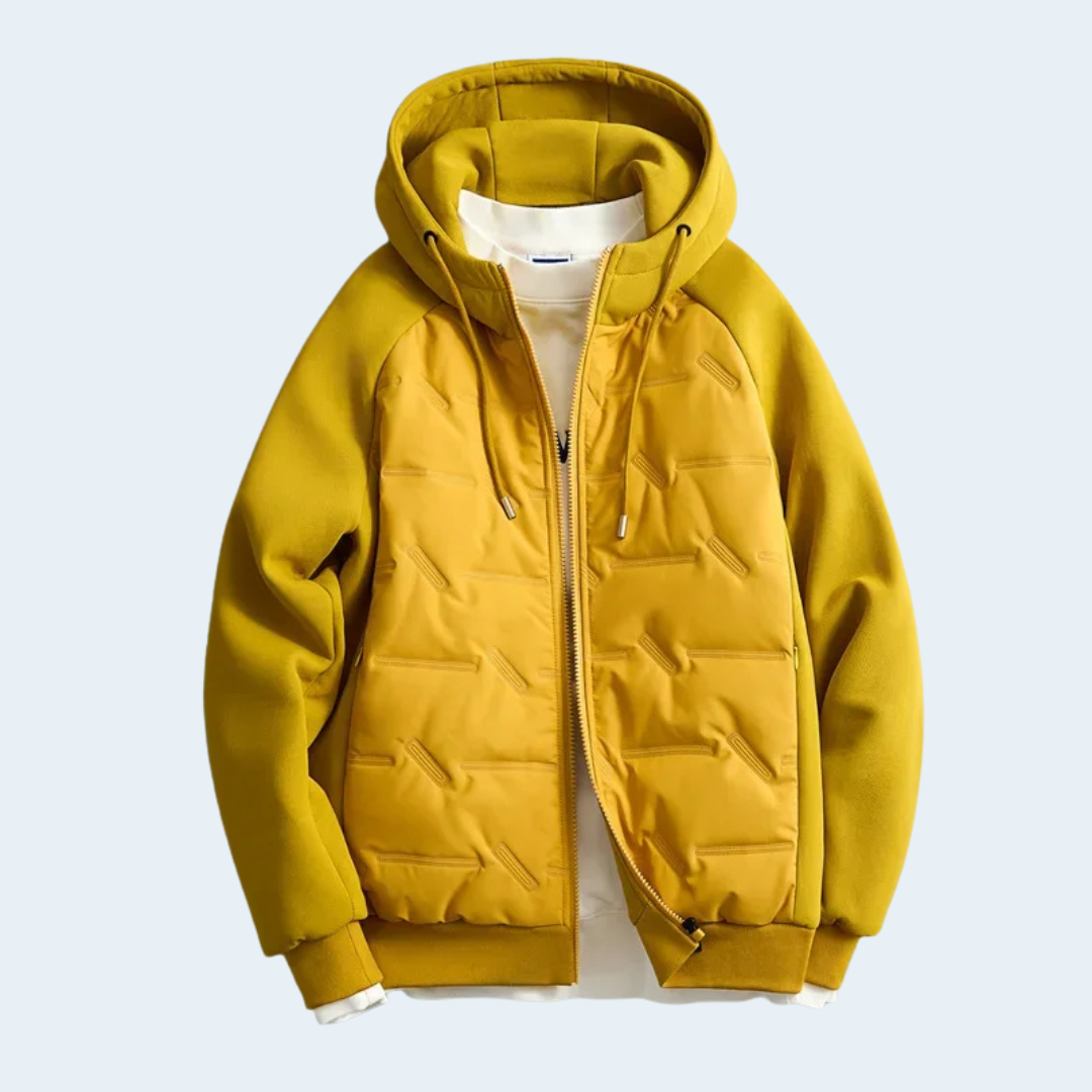 Warm Waterproof Men's Hooded Coat with Cotton Sleeves - OutfitLondon
