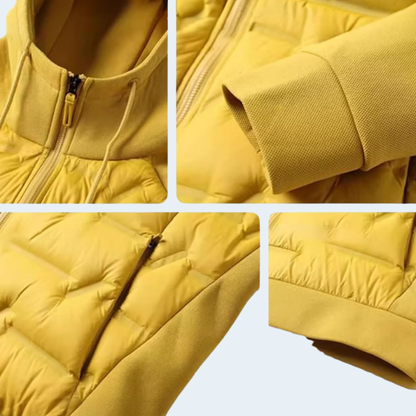 Warm Waterproof Men's Hooded Coat with Cotton Sleeves