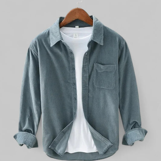 Men's Corduroy Shirt Long-Sleeve Retro Style - OutfitLondon