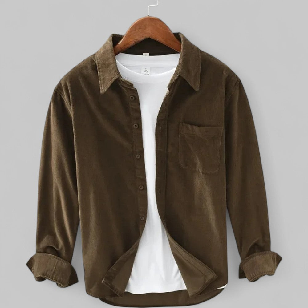 Men's Corduroy Shirt Long-Sleeve Retro Style
