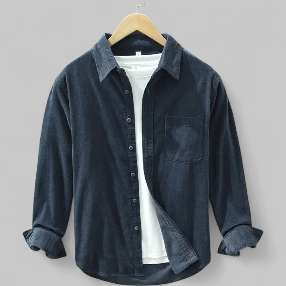 Men's Corduroy Shirt Long-Sleeve Retro Style
