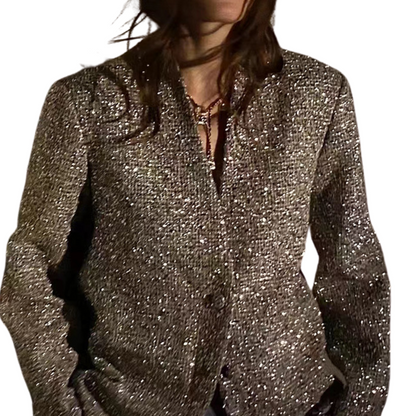 Glittery Plus Size Sequin Coat for Ladies