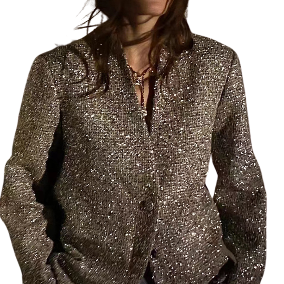 Glittery Plus Size Sequin Coat for Ladies - OutfitLondon