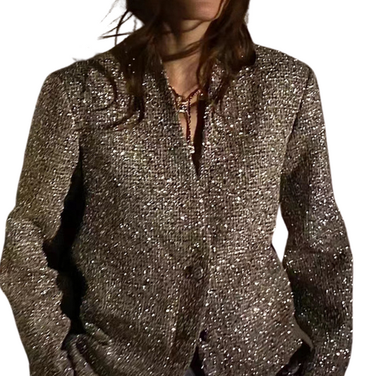 Glittery Plus Size Sequin Coat for Ladies - OutfitLondon