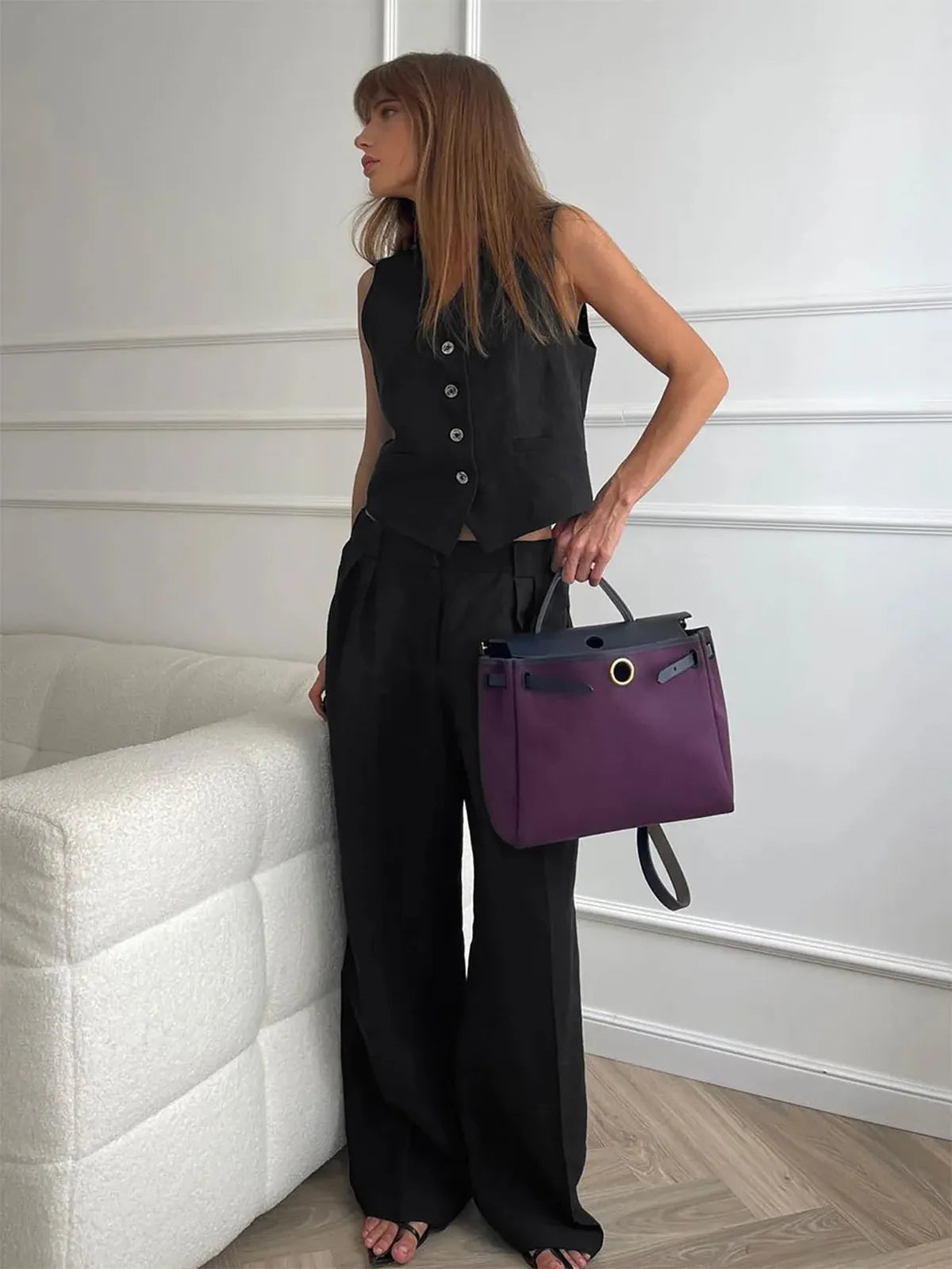 Casual Women's Linen Cotton Pants Suit