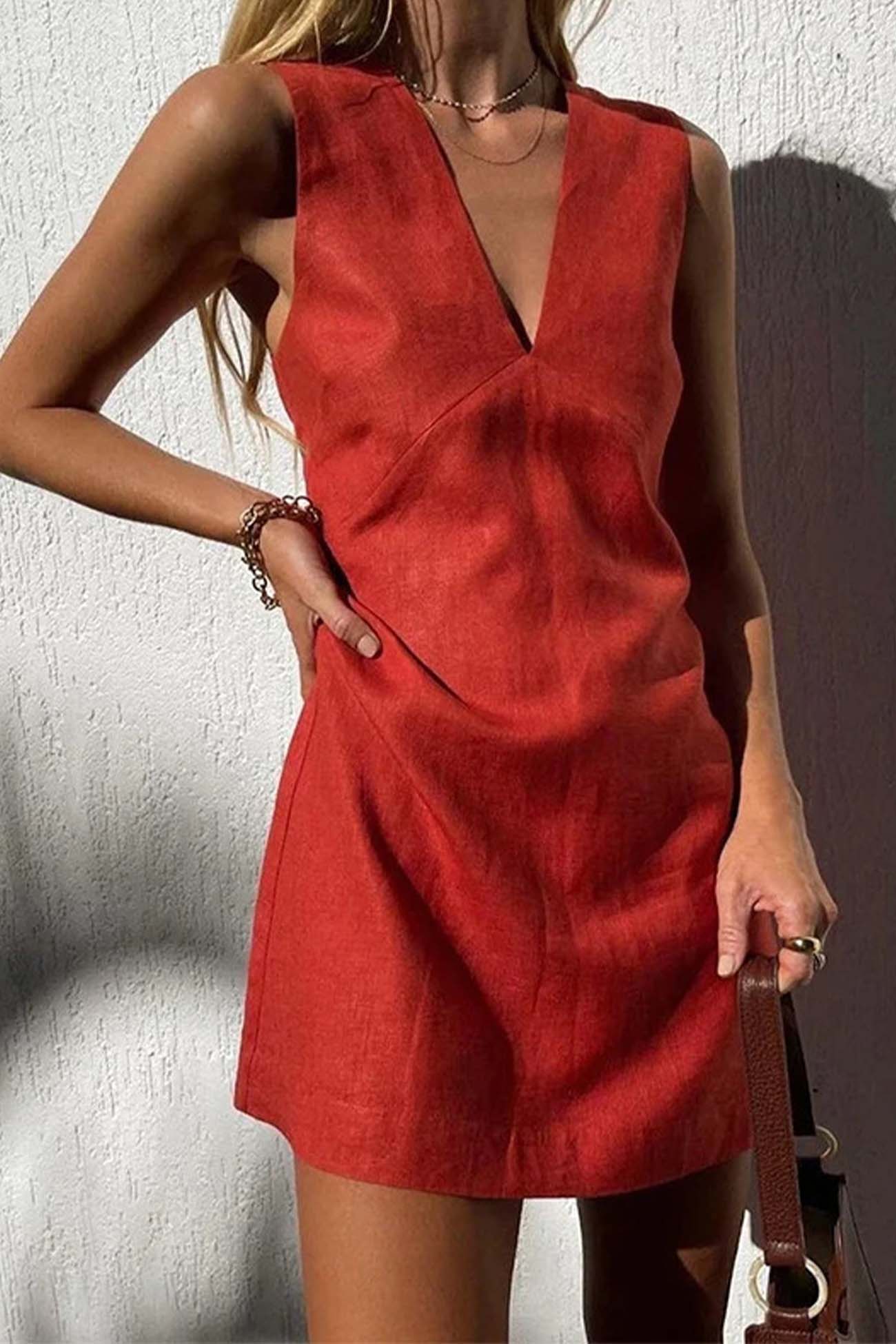 Comfortable V Neck Sundress for Women - OutfitLondon