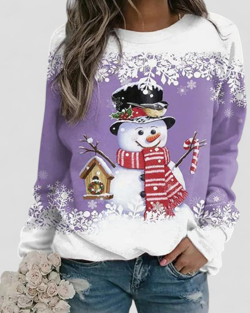 Cozy Holiday Snowman Long Sleeve Winter Sweatshirt