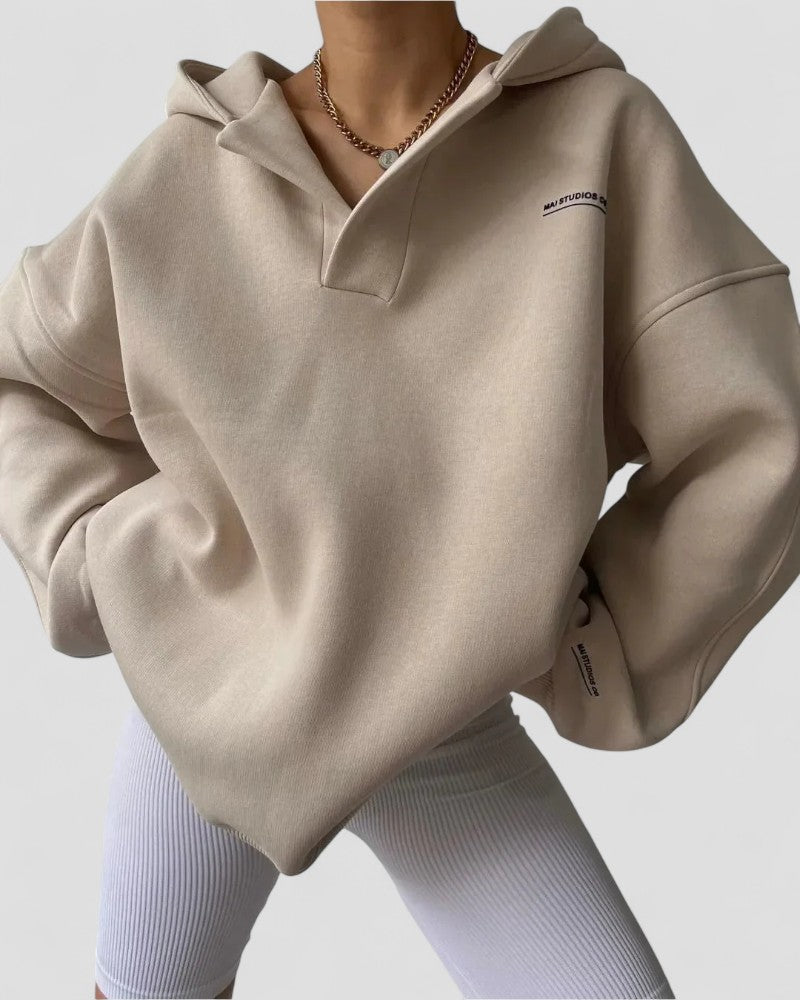 Ladies' Cozy V-neck Sweatshirt Hoodie - OutfitLondon