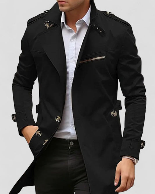 Men's Classic Long Button Trench Coat - OutfitLondon