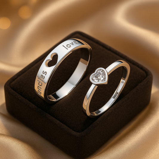 Couples Heart Shaped Ring Set for Men Women - OutfitLondon