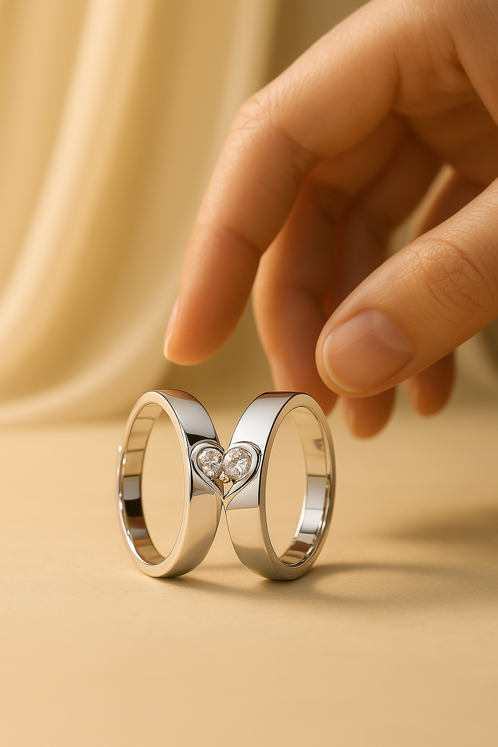 Couples Heart Shaped Ring Set for Men Women