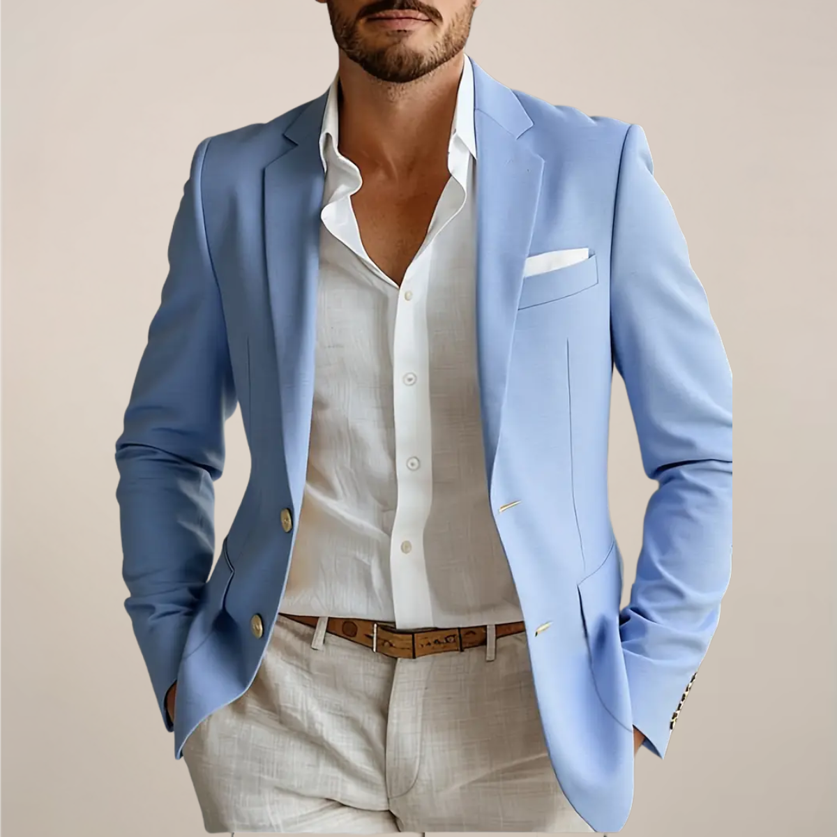 Slim Fit Linen Mix 2 Piece Suit – No Jacket