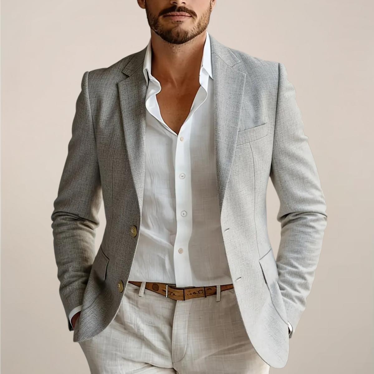 Slim Fit Linen Mix 2 Piece Suit – No Jacket