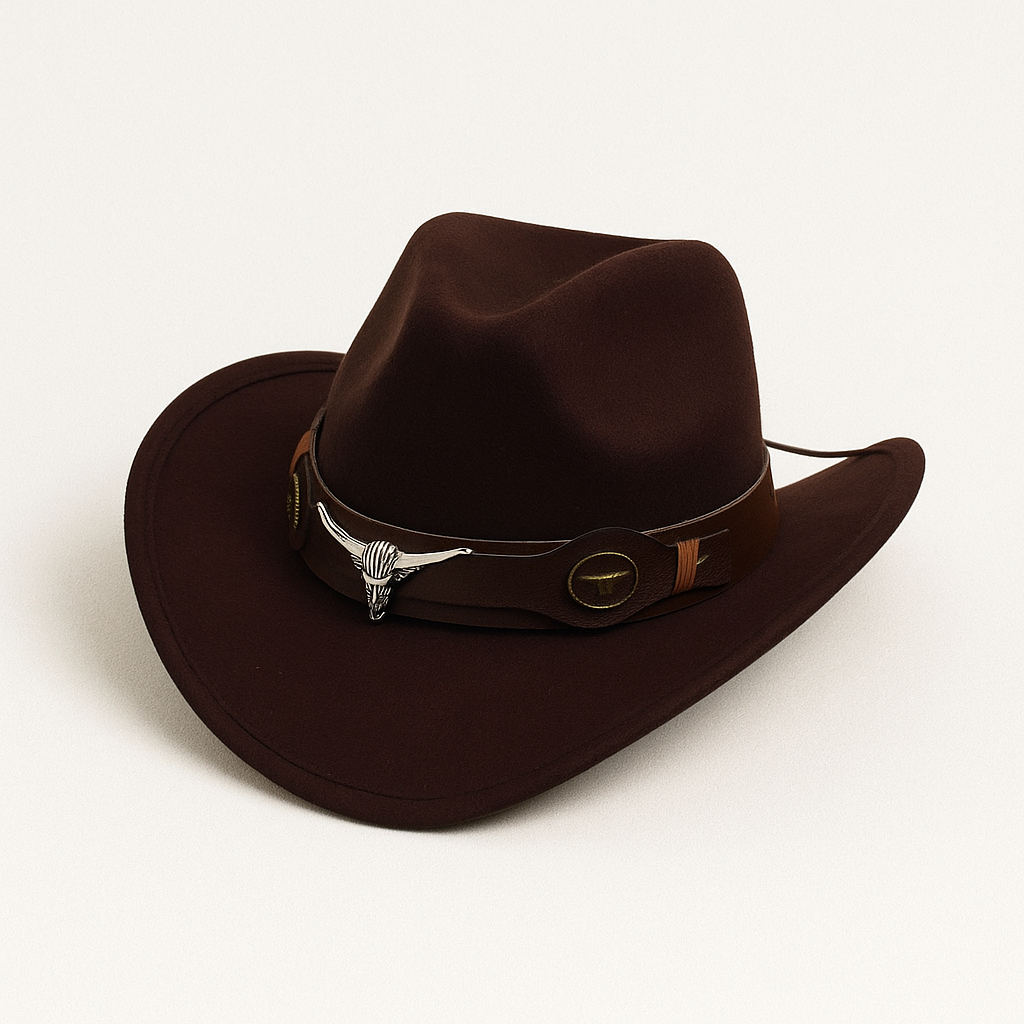 Western Style Vegan Leather Cowboy Hat - OutfitLondon