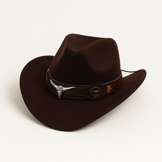 Western Style Vegan Leather Cowboy Hat - OutfitLondon