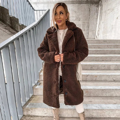 Women's Plush Open-Front Winter Coat