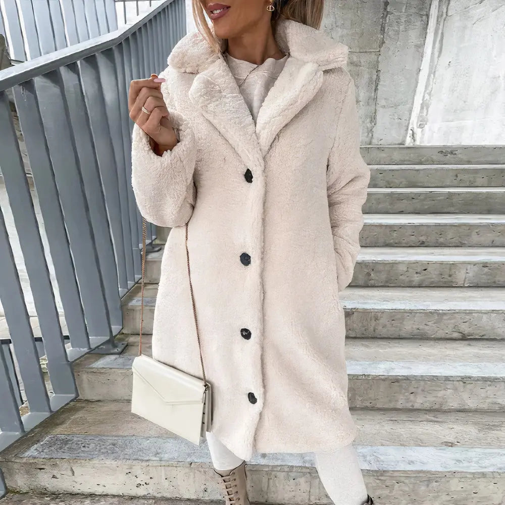 Women's Plush Open-Front Winter Coat
