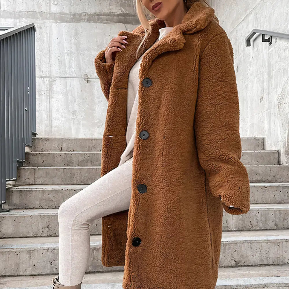 Women's Plush Open-Front Winter Coat