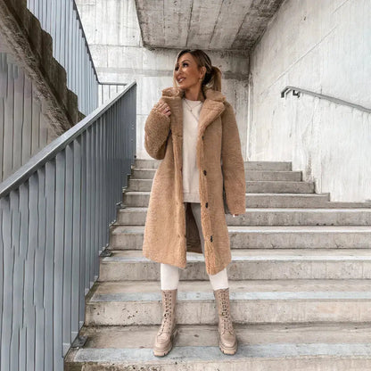 Women's Plush Open-Front Winter Coat