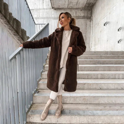 Women's Plush Open-Front Winter Coat