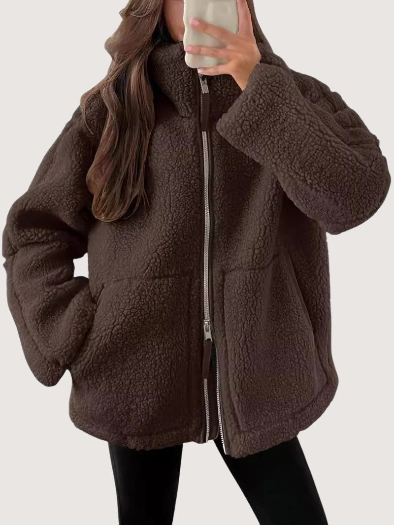 Ladies Large Cozy Fleece Coat