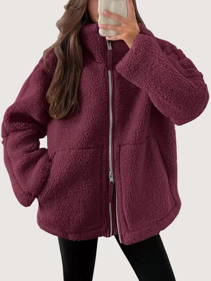 Ladies Large Cozy Fleece Coat