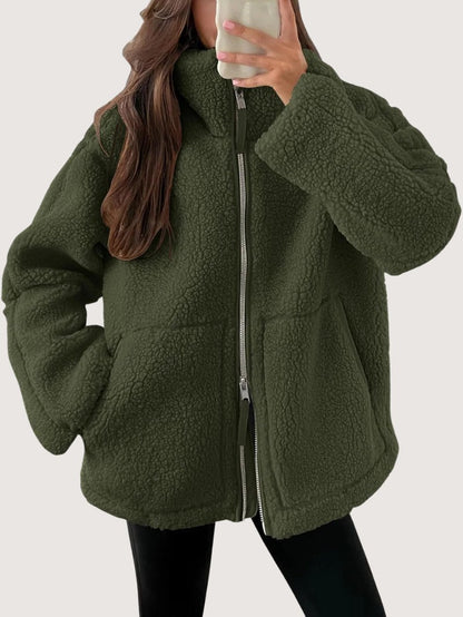 Ladies Large Cozy Fleece Coat