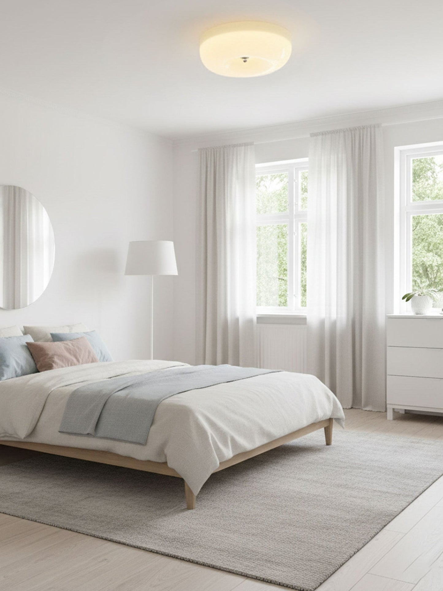Soft White Glass Semi-Flush Ceiling Light Fixtures