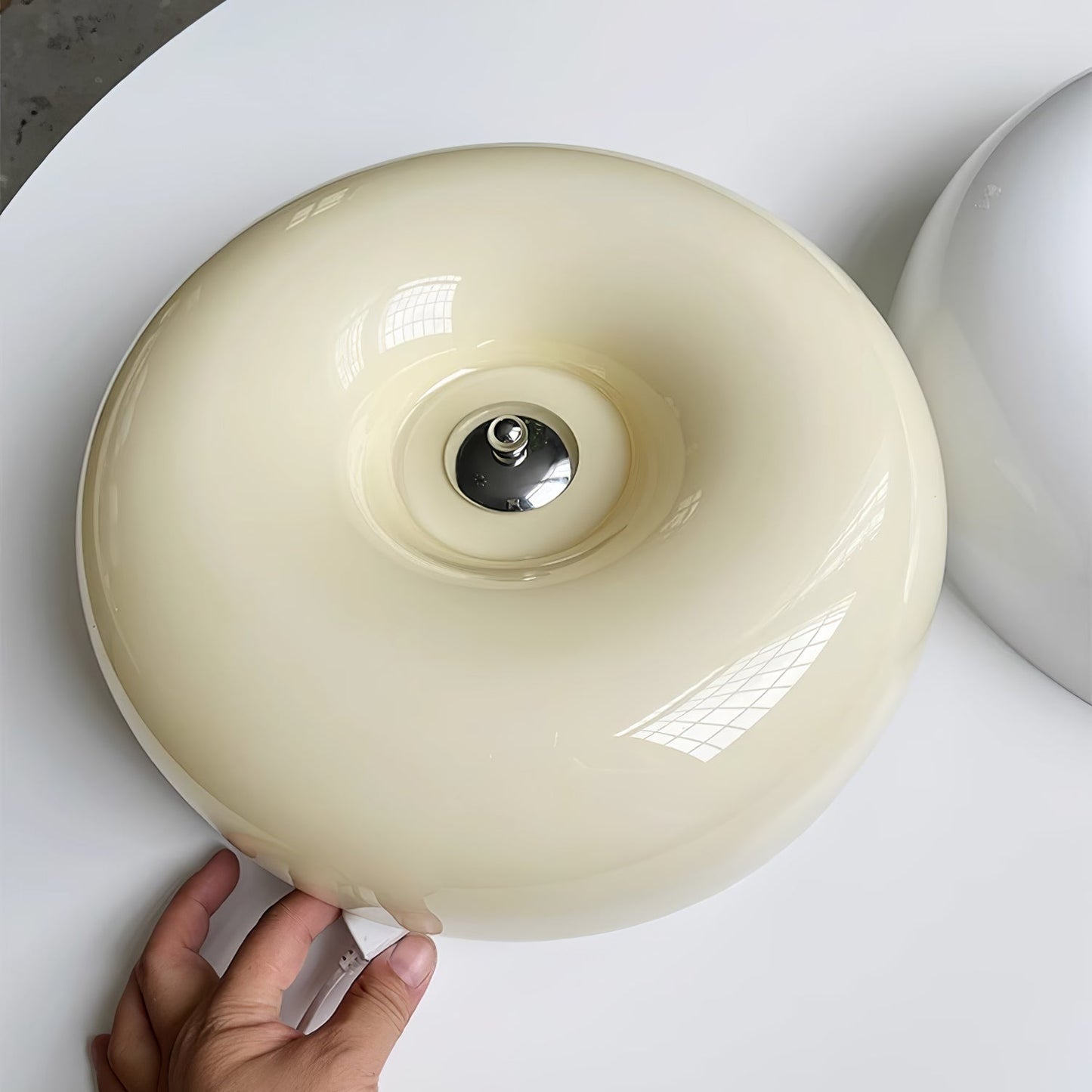 Soft White Glass Semi-Flush Ceiling Light Fixtures
