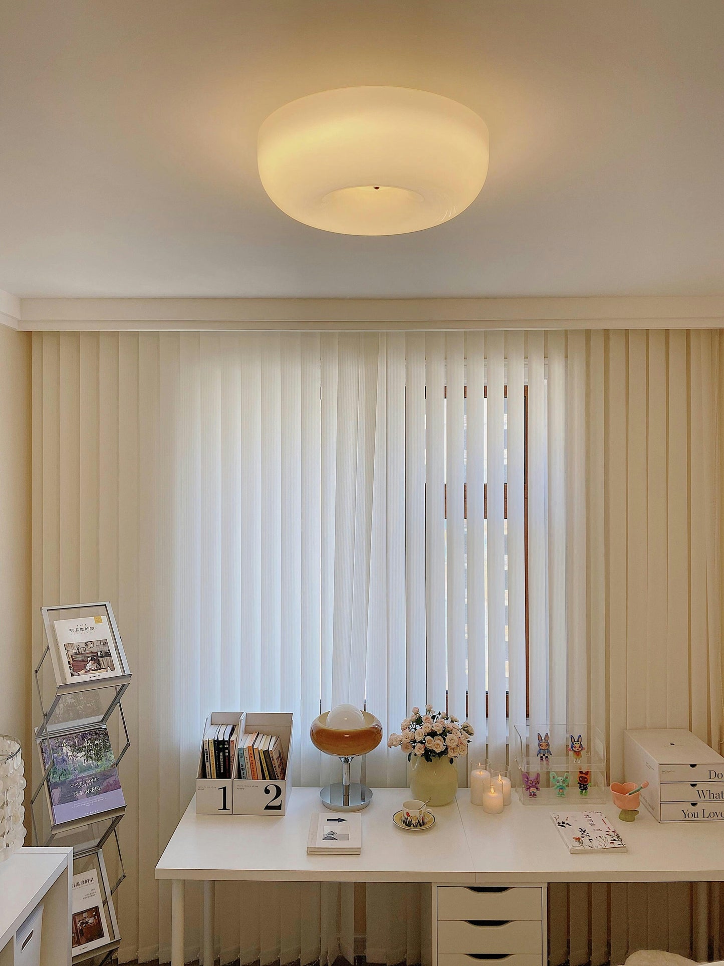 Soft White Glass Semi-Flush Ceiling Light Fixtures