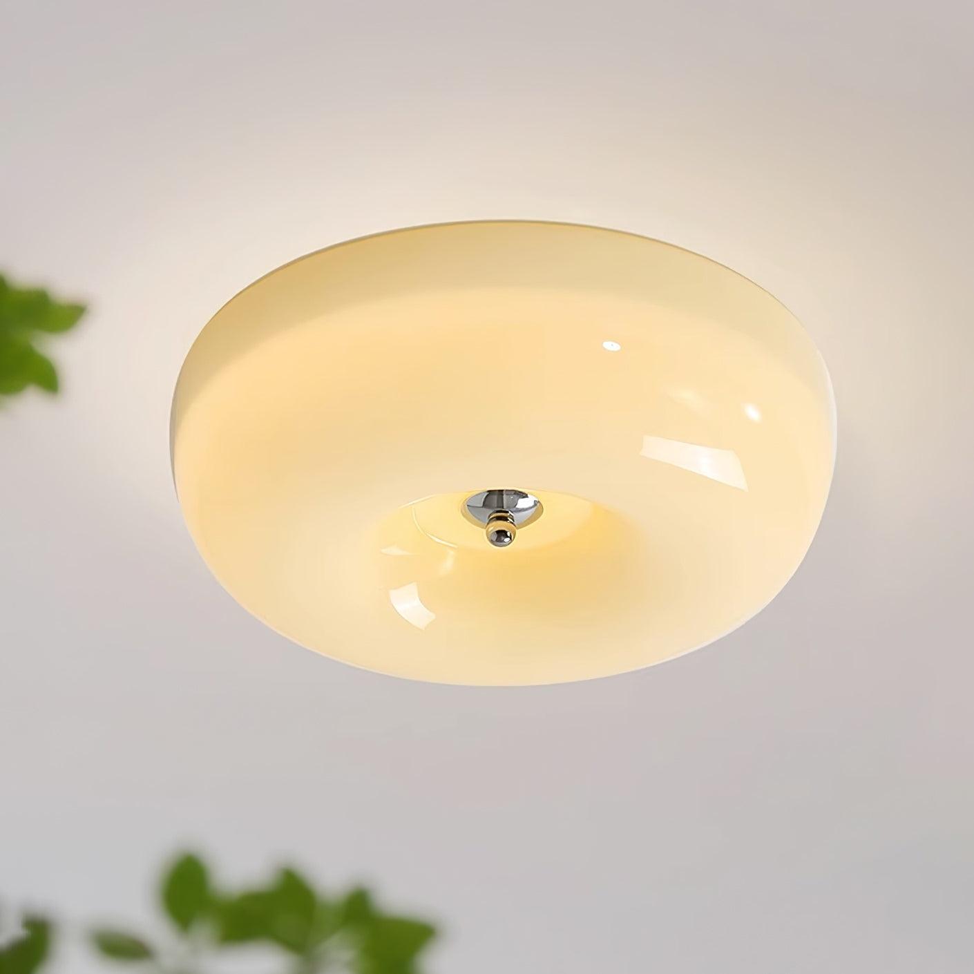 Soft White Glass Semi-Flush Ceiling Light Fixtures