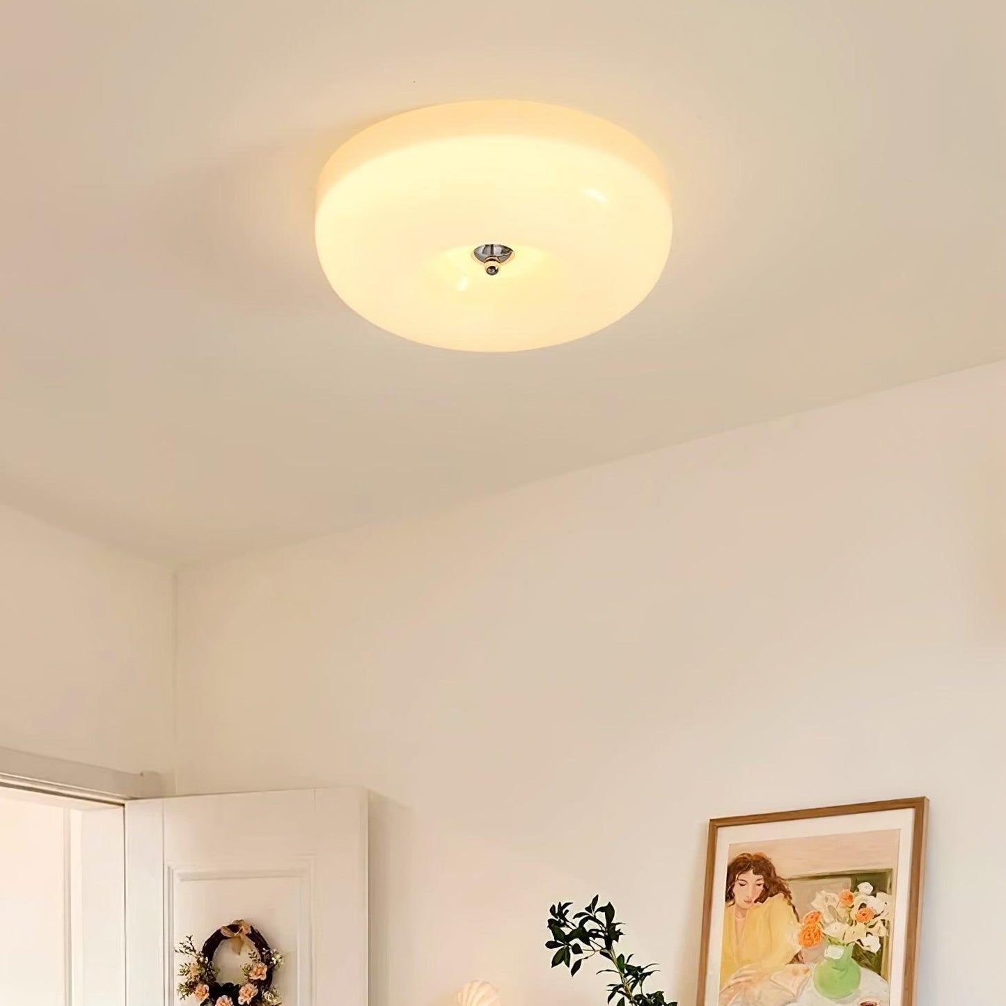 Soft White Glass Semi-Flush Ceiling Light Fixtures