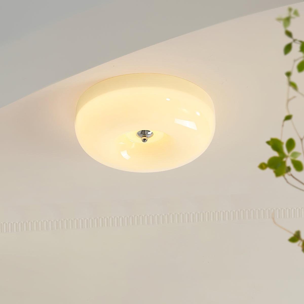 Soft White Glass Semi-Flush Ceiling Light Fixtures