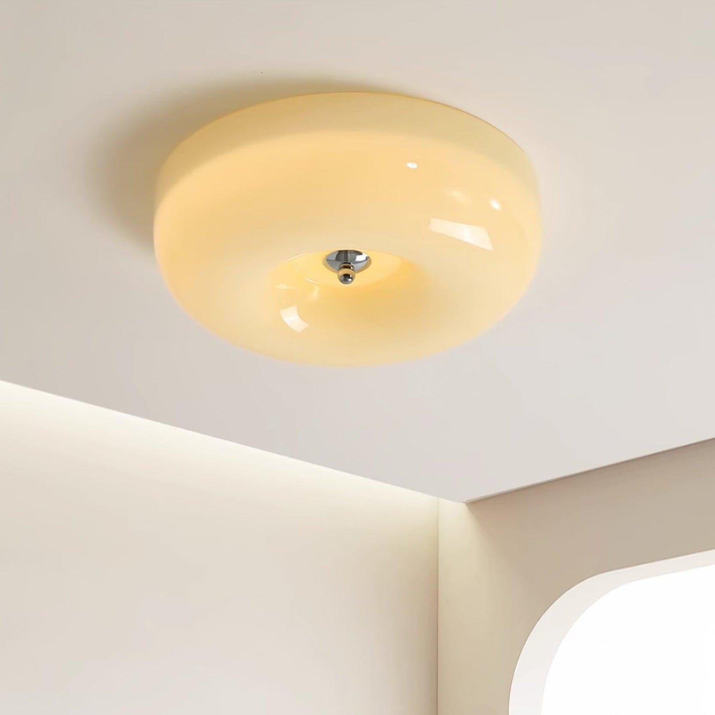 Soft White Glass Semi-Flush Ceiling Light Fixtures