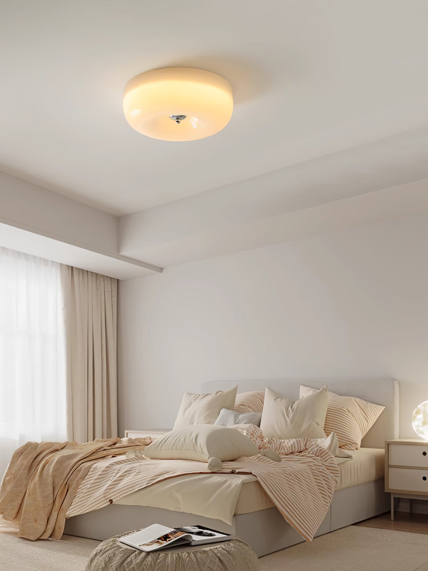 Soft White Glass Semi-Flush Ceiling Light Fixtures