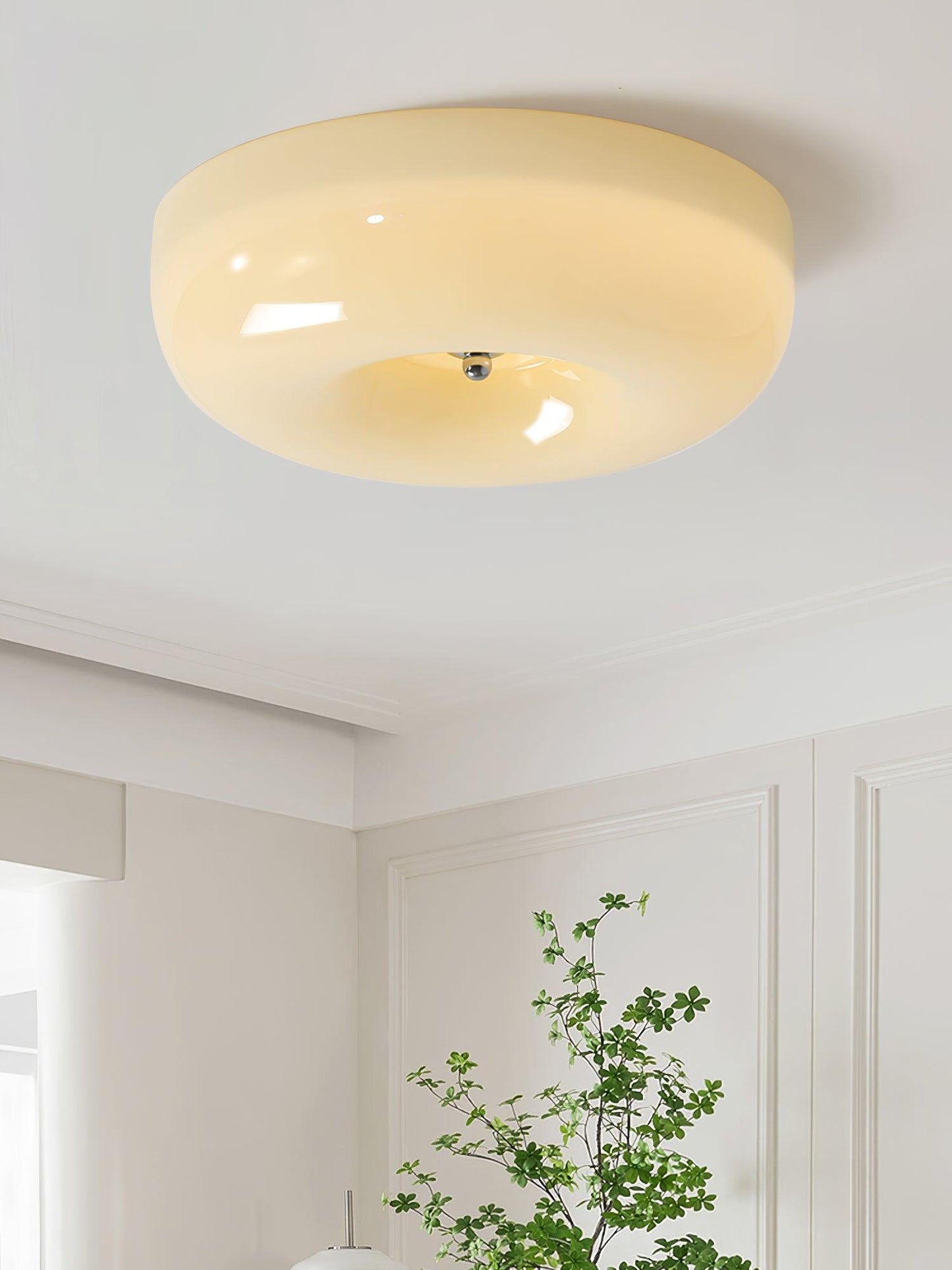 Soft White Glass Semi-Flush Ceiling Light Fixtures
