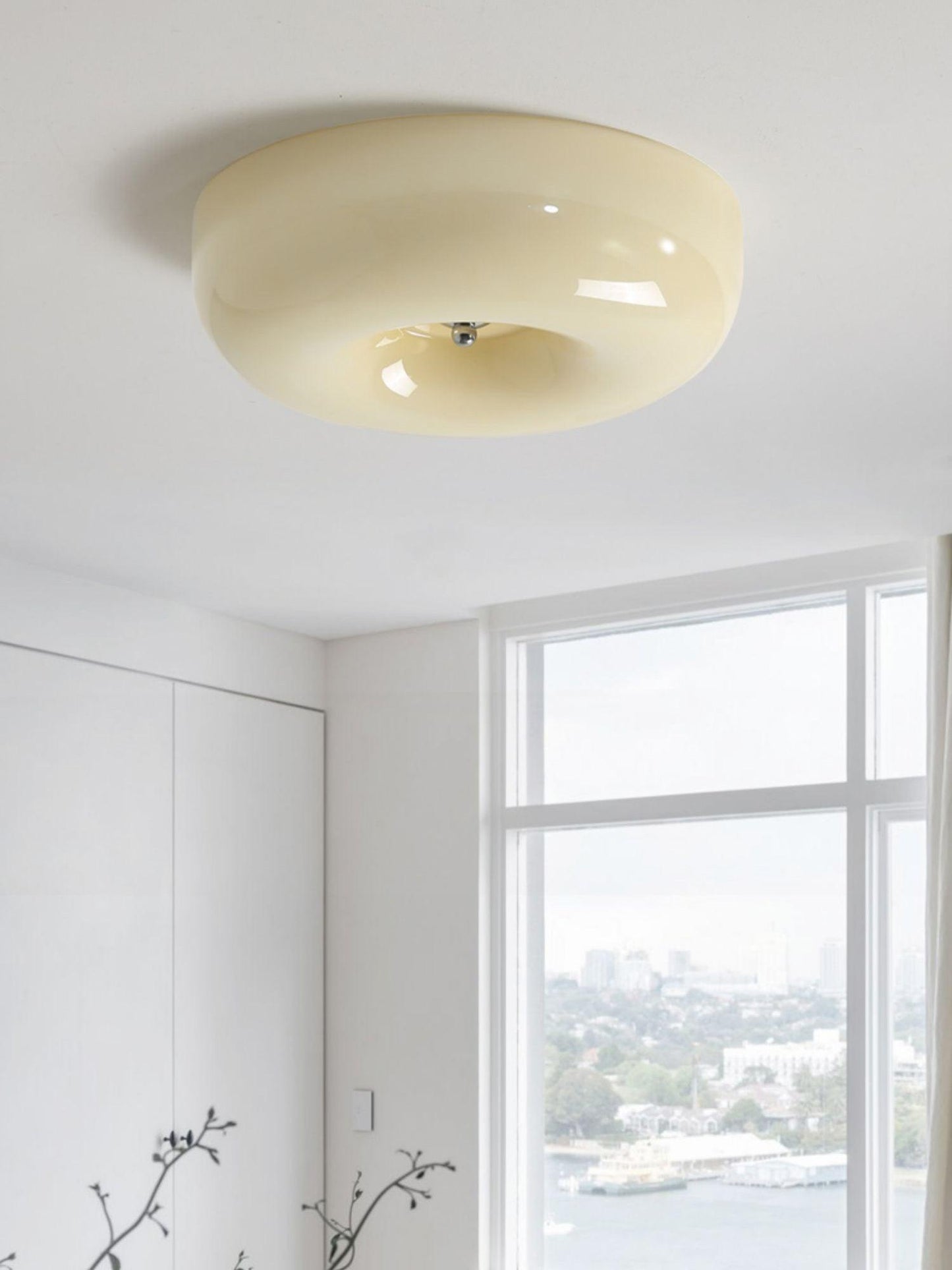 Soft White Glass Semi-Flush Ceiling Light Fixtures