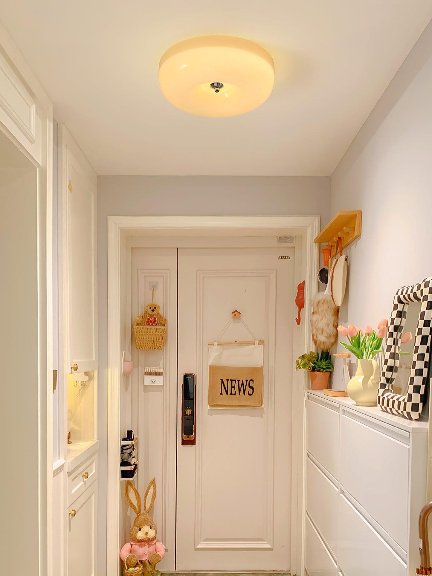 Soft White Glass Semi-Flush Ceiling Light Fixtures