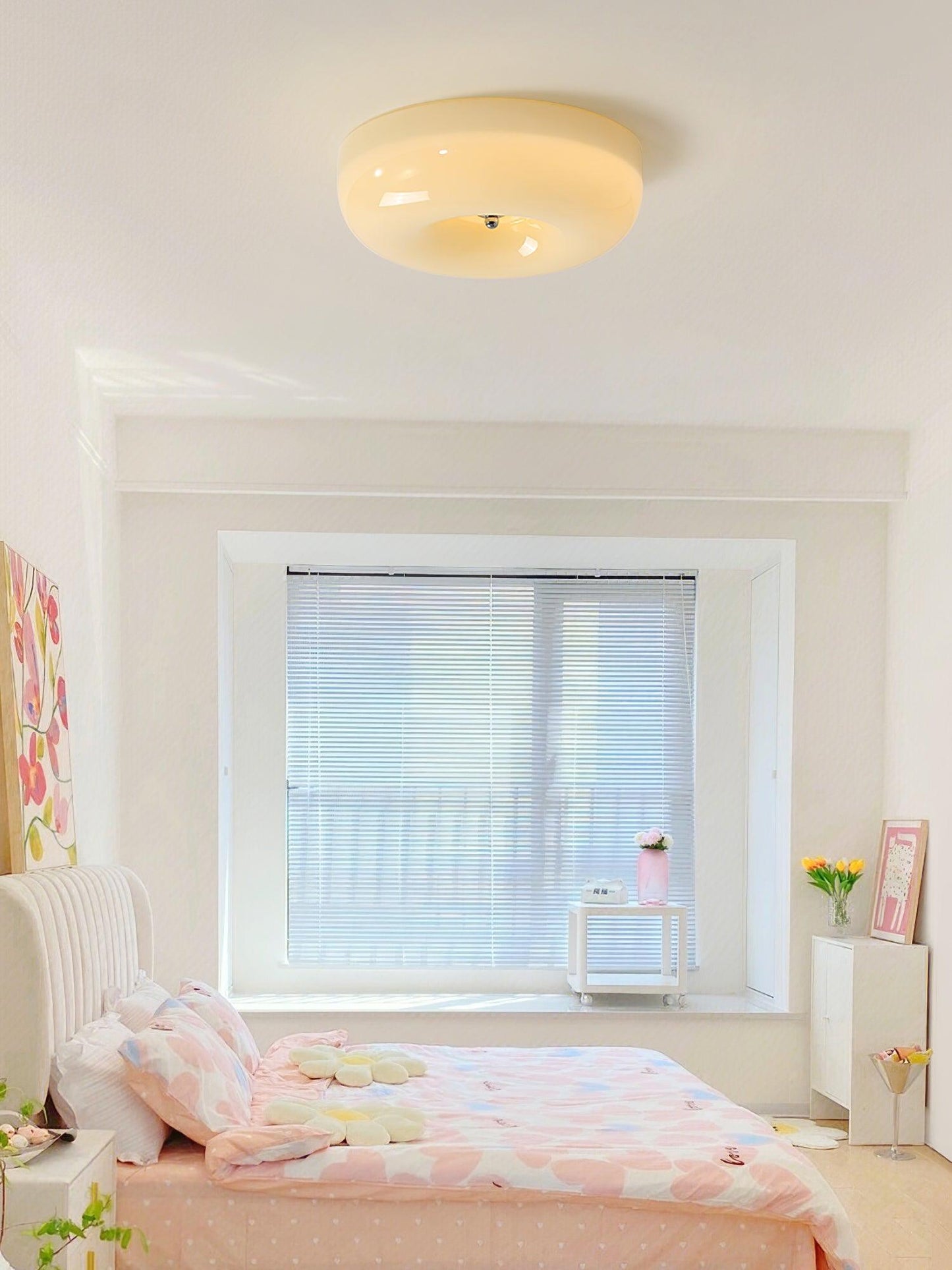 Soft White Glass Semi-Flush Ceiling Light Fixtures