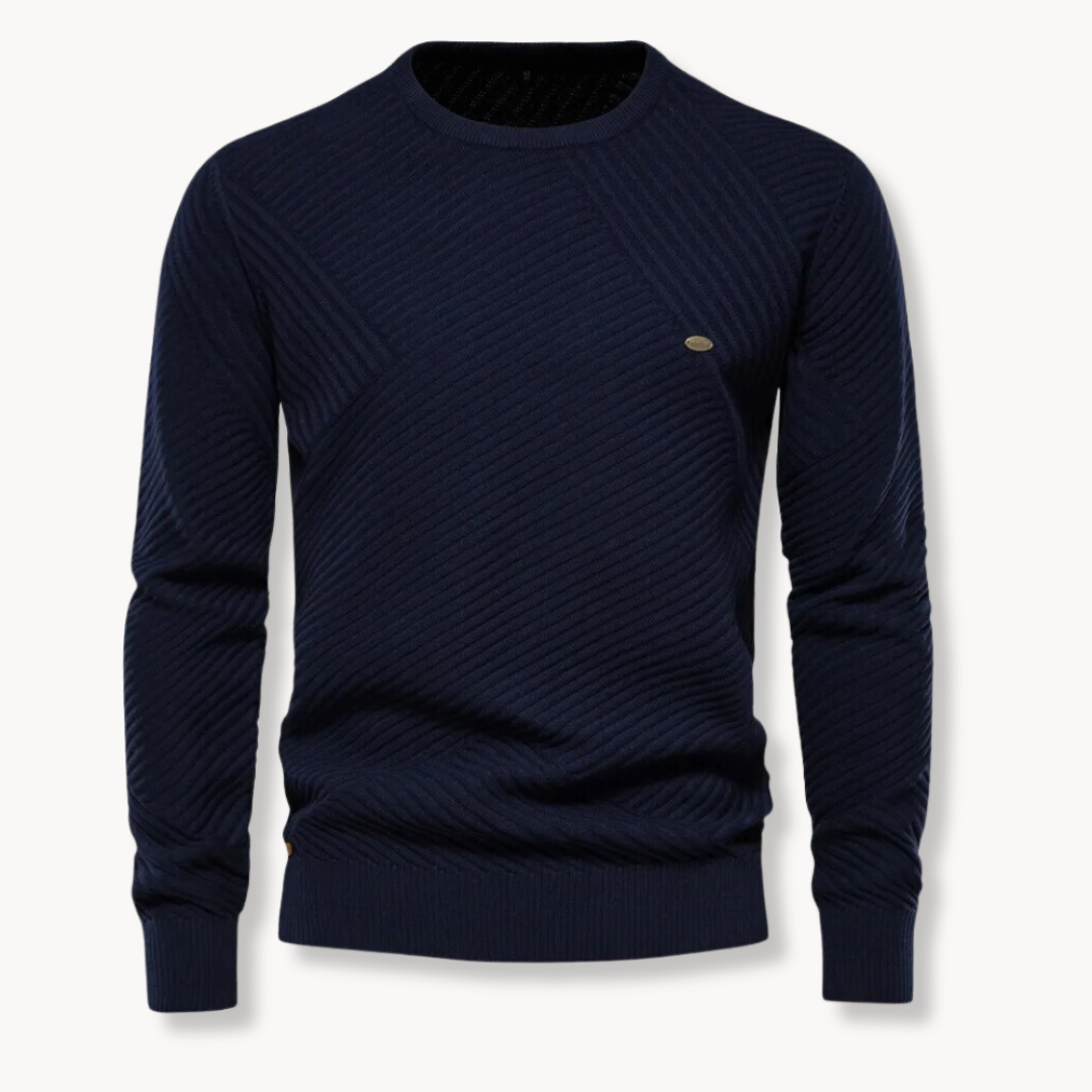 Classic Fit Crewneck Sweater - Soft Ribbed Trim - OutfitLondon