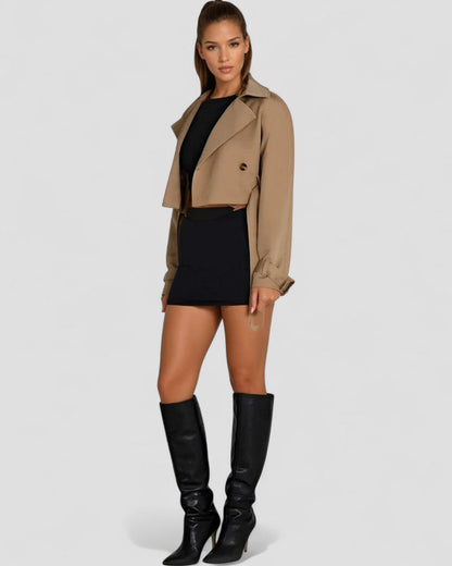 Classic Short Belted Trench Coat for Women