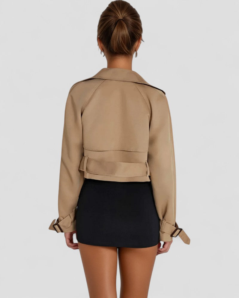 Classic Short Belted Trench Coat for Women