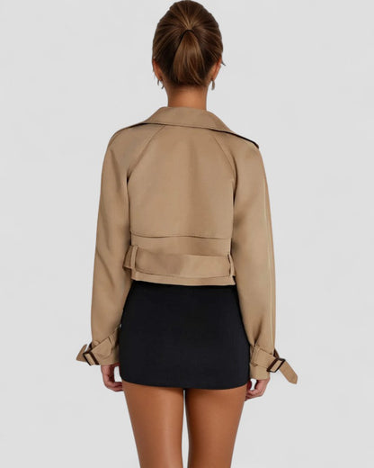 Classic Short Belted Trench Coat for Women